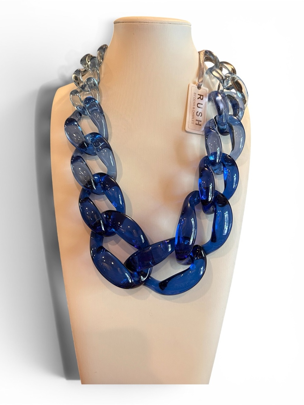 RUSH Blue Acrylic Link Necklace